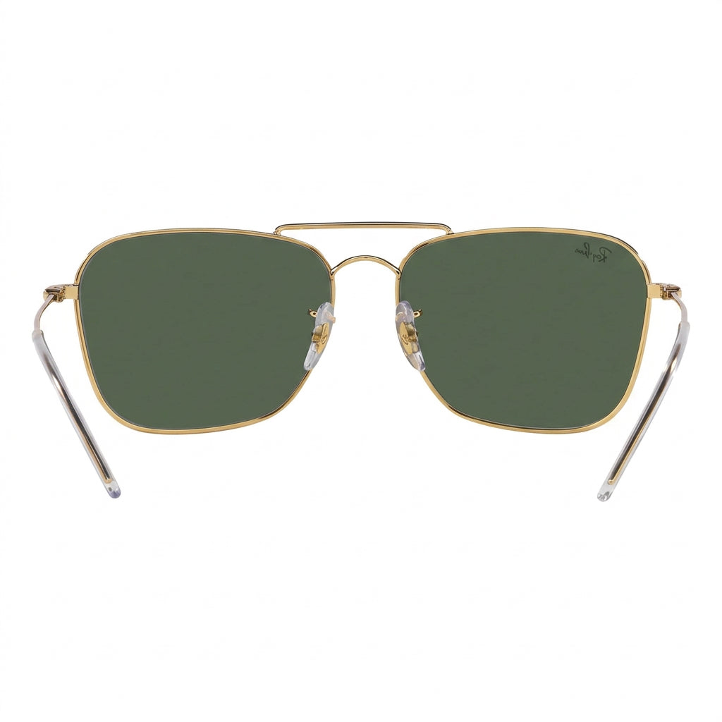 RayBan Original Classic 0102S 001 VR Caravan Reverse Polished Gold Rim Dark Green Sunglasses