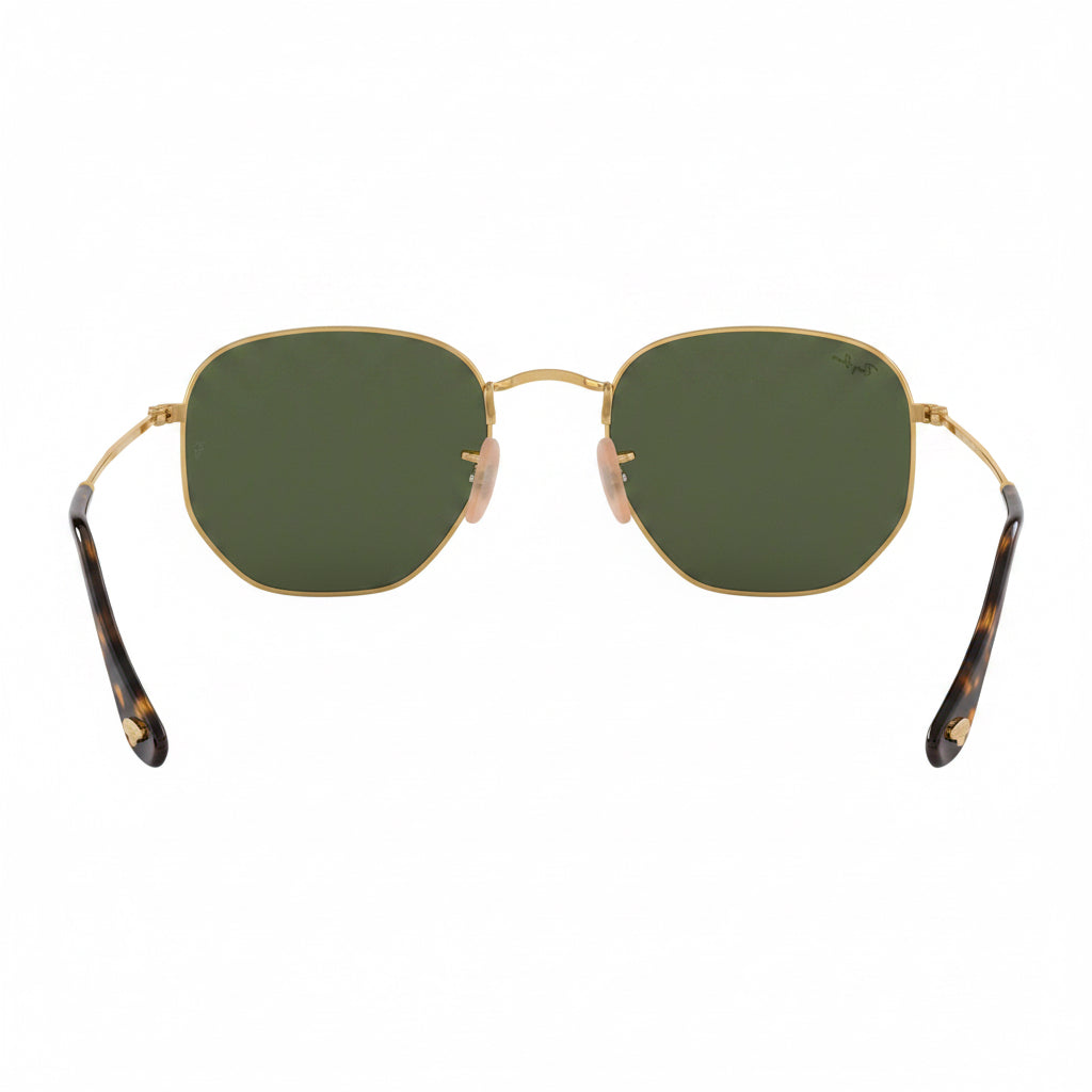 RayBan Original Classic 3548 001 Hexagonal Metal Polished Gold Frame Green Sunglasses