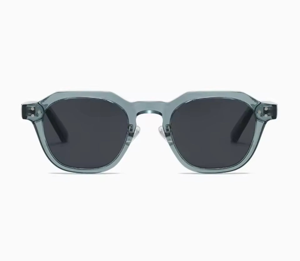 Lightweight Retro Polygon Square Small-Frame Blue Sunglasses