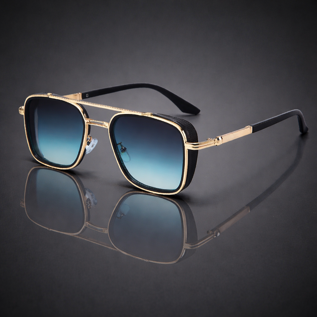 Style Retro Round-framed Golden Green Sunglasses