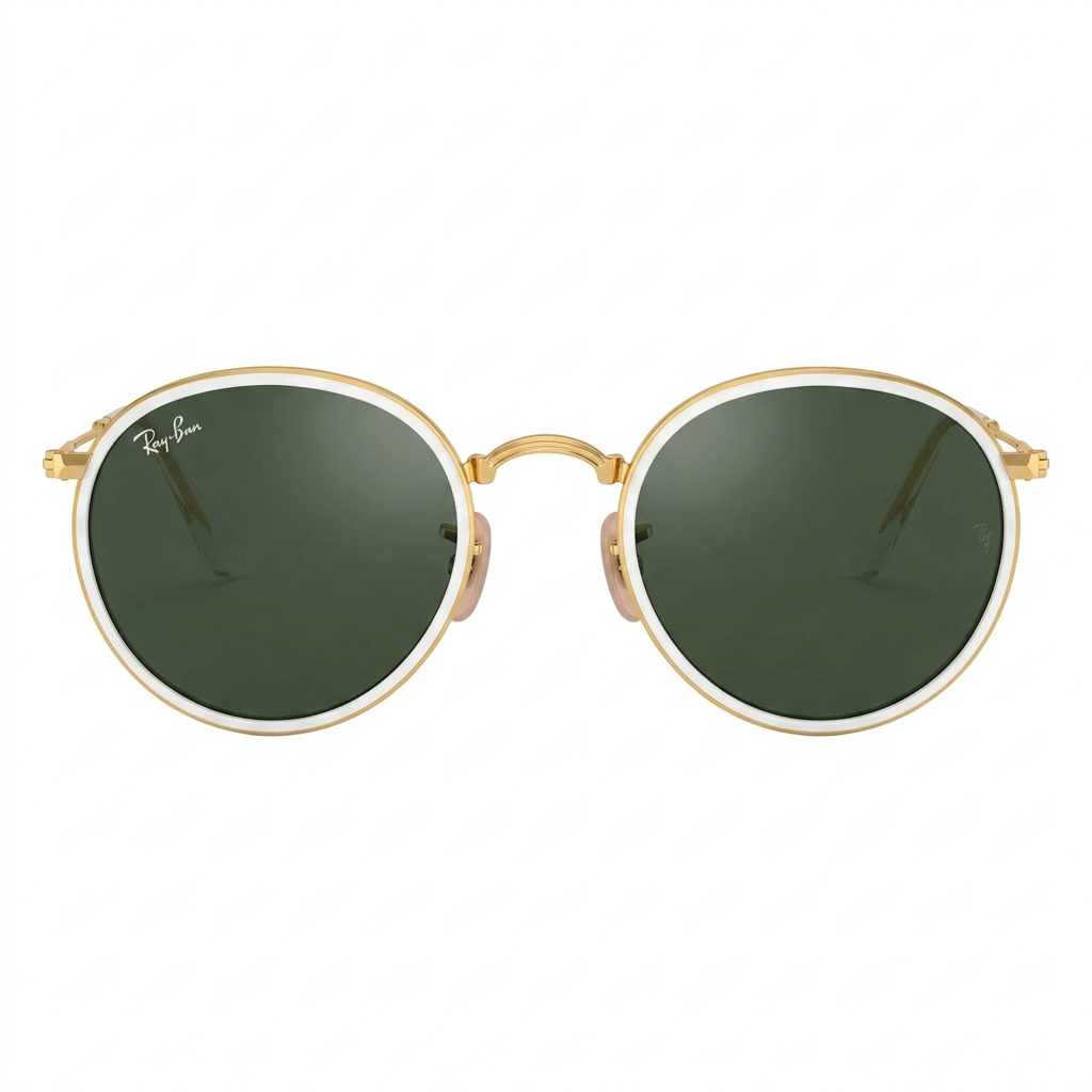 RayBan Original Classic 3517 001 Round Folding Gold Rim Green Sunglasses