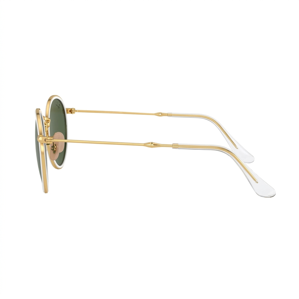 RayBan Original Classic 3517 001 Round Folding Gold Rim Green Sunglasses