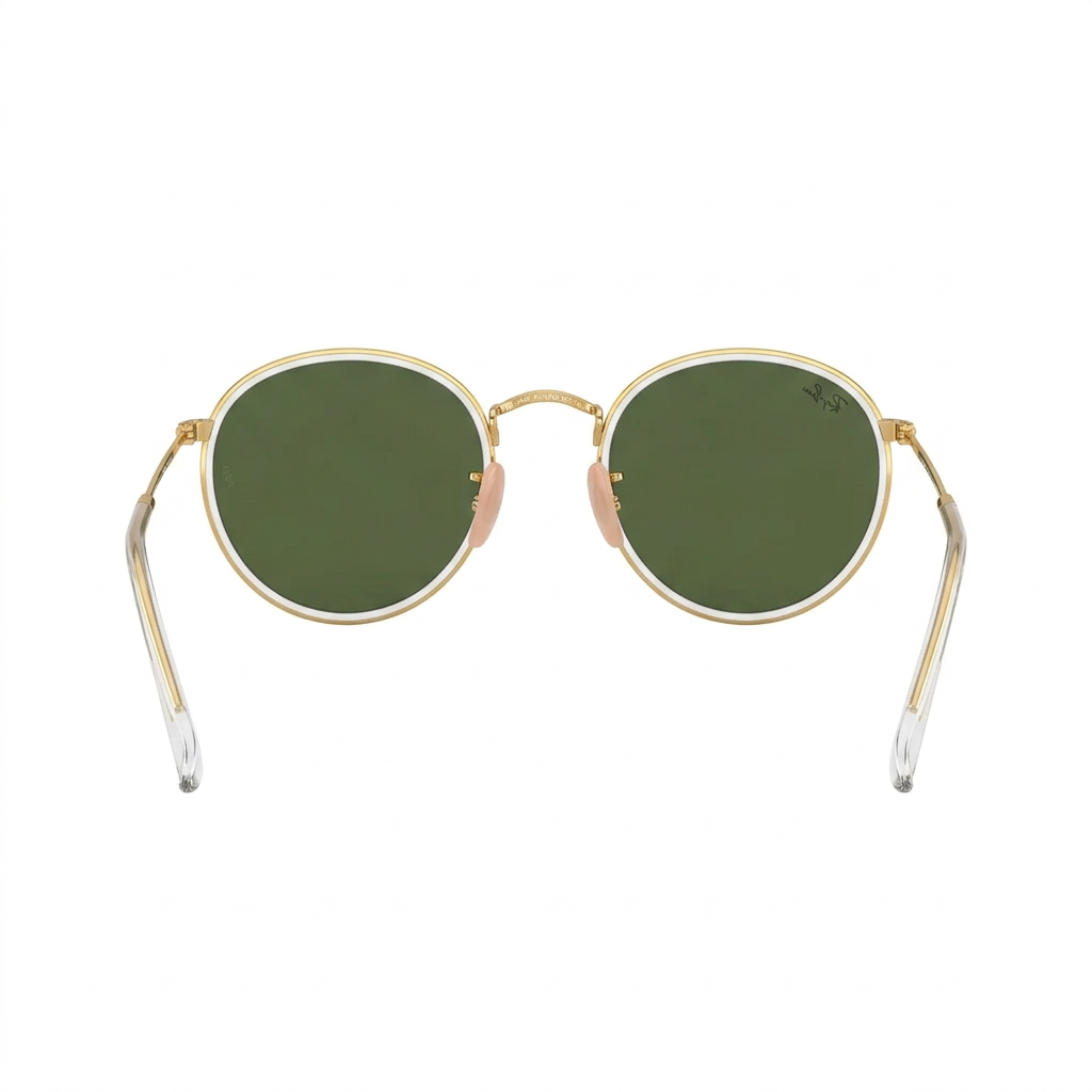 RayBan Original Classic 3517 001 Round Folding Gold Rim Green Sunglasses