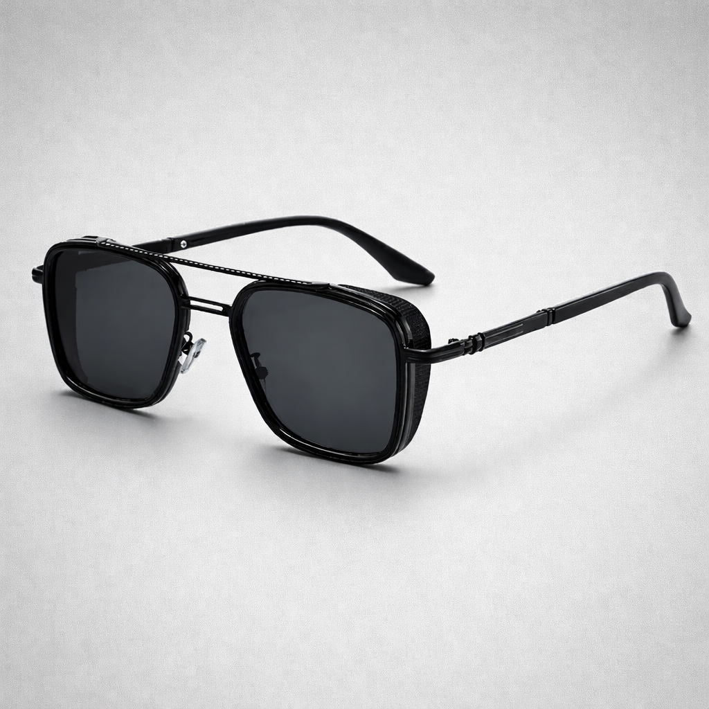 Style Retro Round-framed Black Polarized Sunglasses