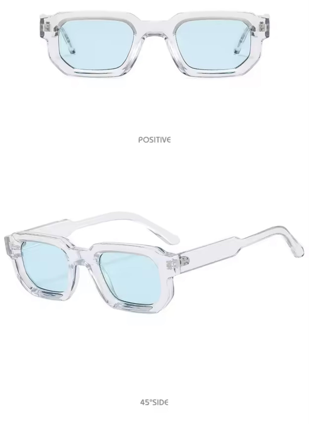 Classic Square Transparent Blue Sunglasses