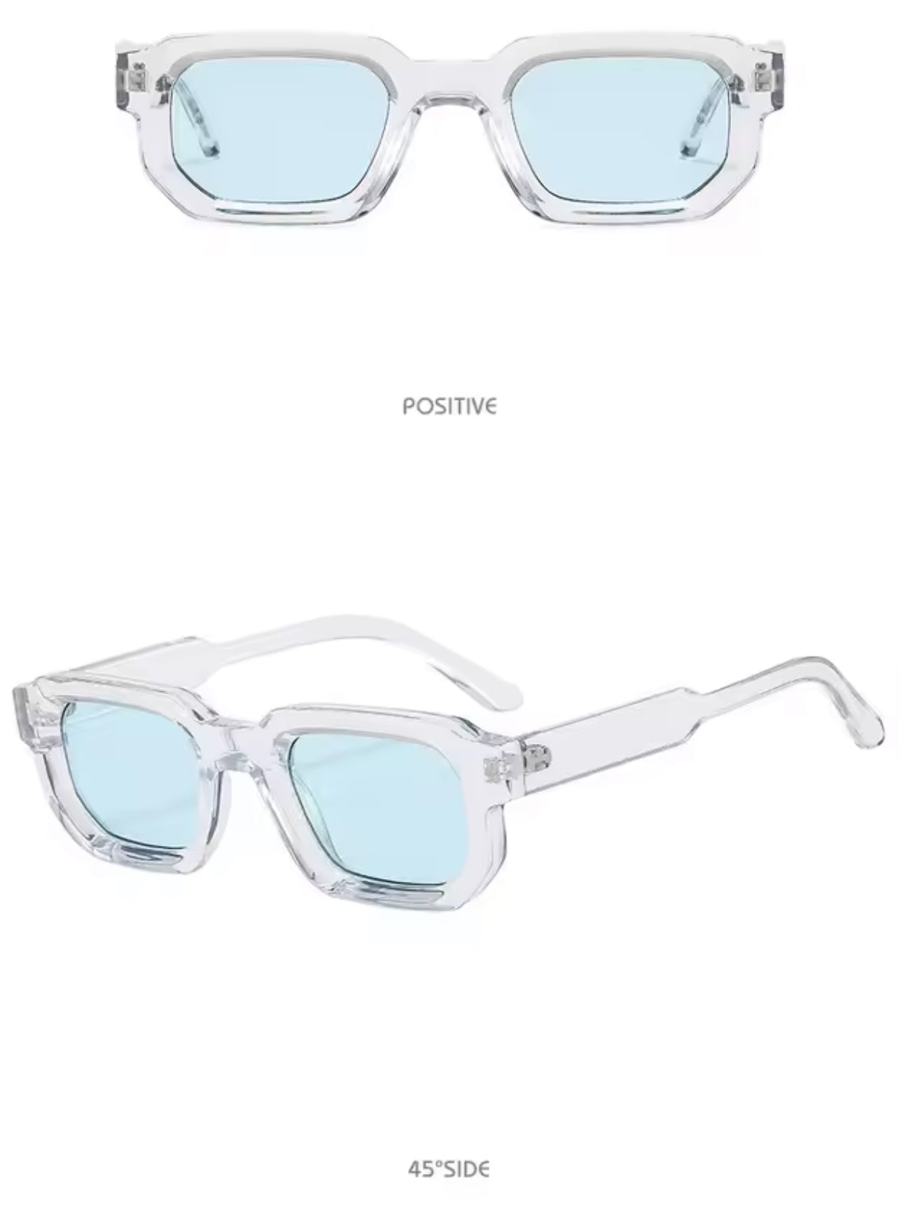 Classic Square Transparent Blue Sunglasses