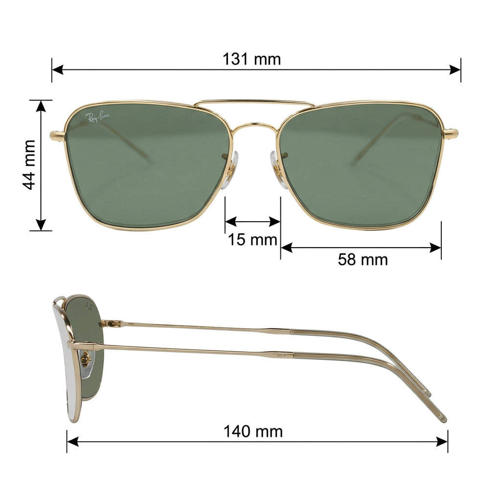 RayBan Original Classic 0102S 004 GA Caravan Reverse Polished Silver Rim Blue Sunglasses