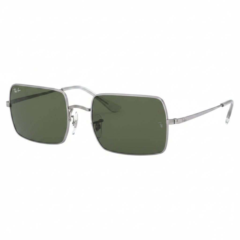 RayBan Original Classic 1969 9150/B1 Rectangle Metal Polished Iron Frame Dark Green Sunglasses