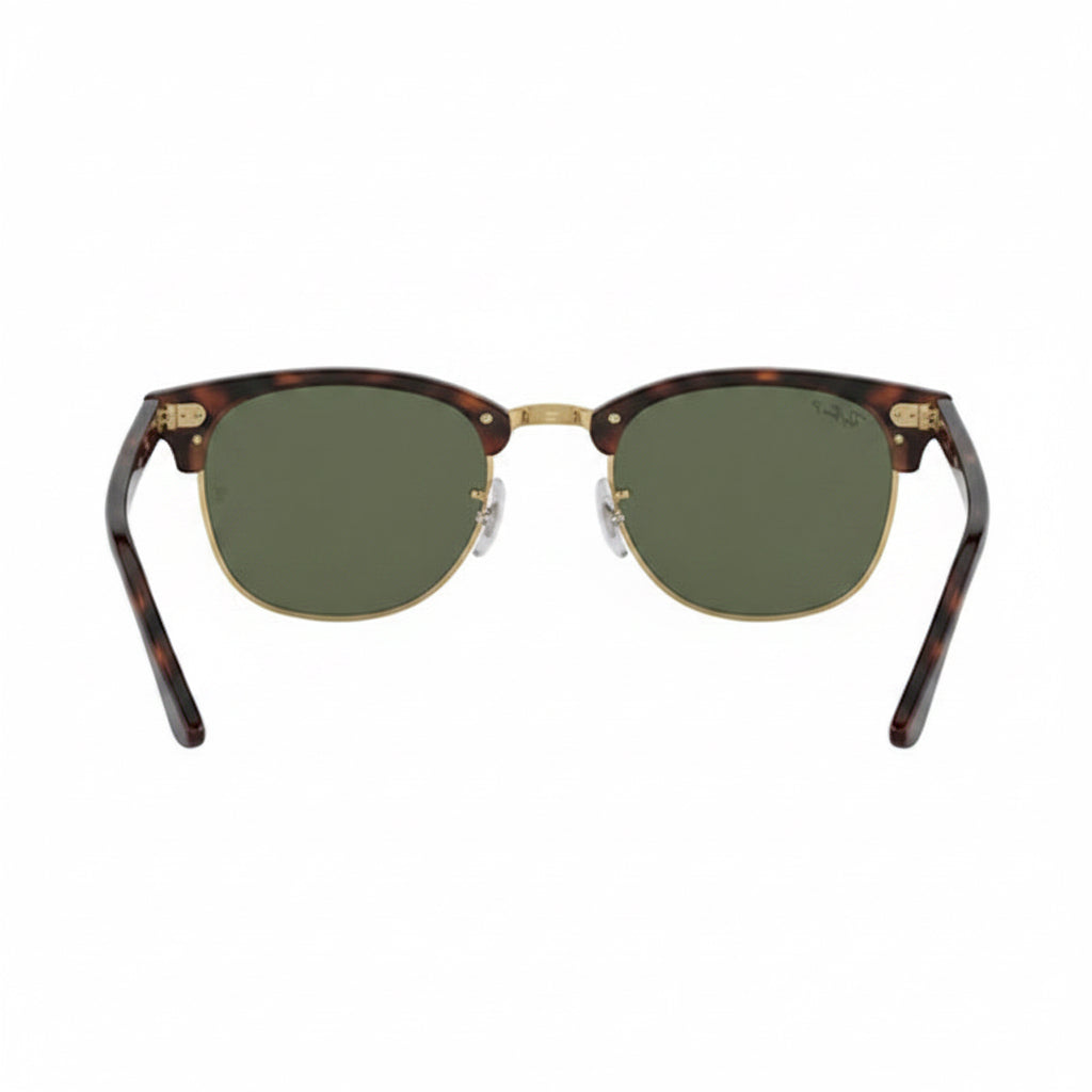 RayBan Polarized Original Classic 3016 901/57 Square Club master Metal Polished Havana Gold Frame Dark Green Sunglasses