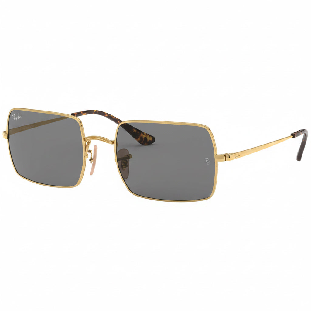 RayBan Original Classic 1969 9150/B1 Rectangle Metal Polished Gold Frame Dark Grey Sunglasses