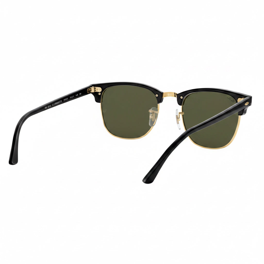 RayBan Original Classic 3016 W0365 Square Club master Metal Polished Black Gold Frame Dark Green Sunglasses