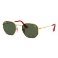 RayBan Original Classic 3548M F008 31 Hexagonal Scuderia Ferrari Polished Gold Rim Dark Green Sunglasses