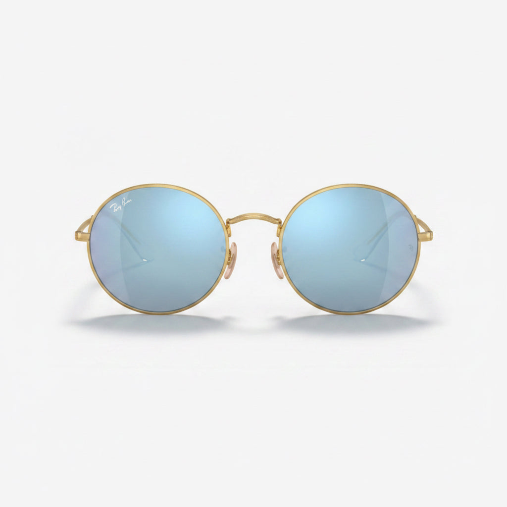 RayBan Original Classic 1970 001/B3 Oval Metal Polished Gold Frame Blue Grey Sunglasses