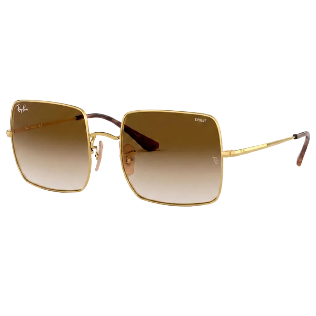 RayBan Evolve Original Classic 1971 9147/51 Square Metal Polished Gold Frame Gradient Brown Sunglasses