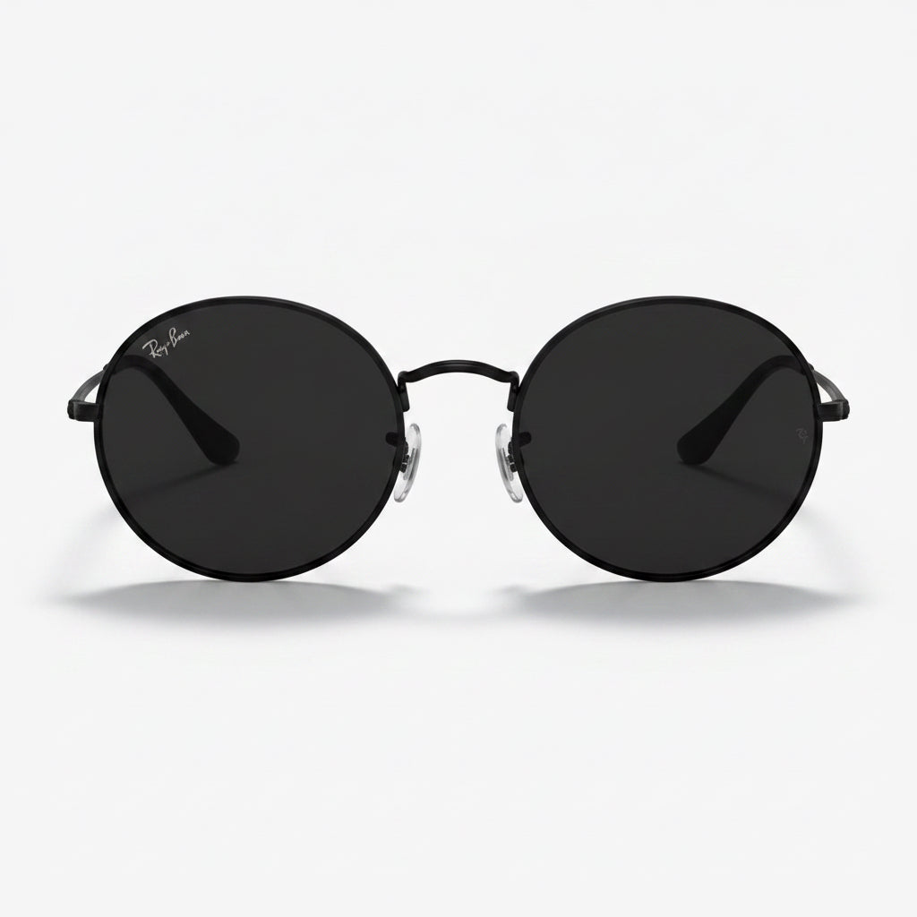 RayBan Original Classic 1970 9148/31 Oval Metal Polished Black Frame Dark Grey Sunglasses