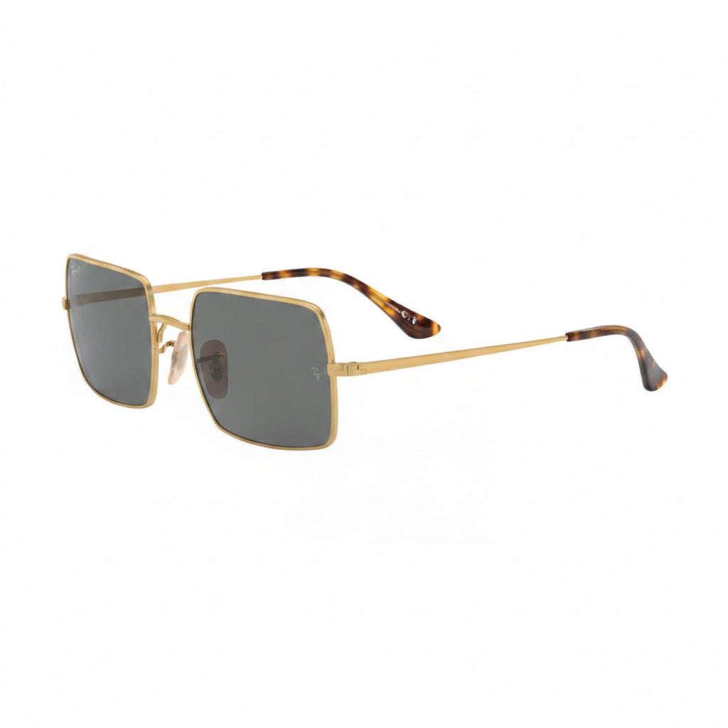 RayBan Original Classic 1969 9150/B1 Rectangle Metal Polished Gold Frame Dark Grey Sunglasses