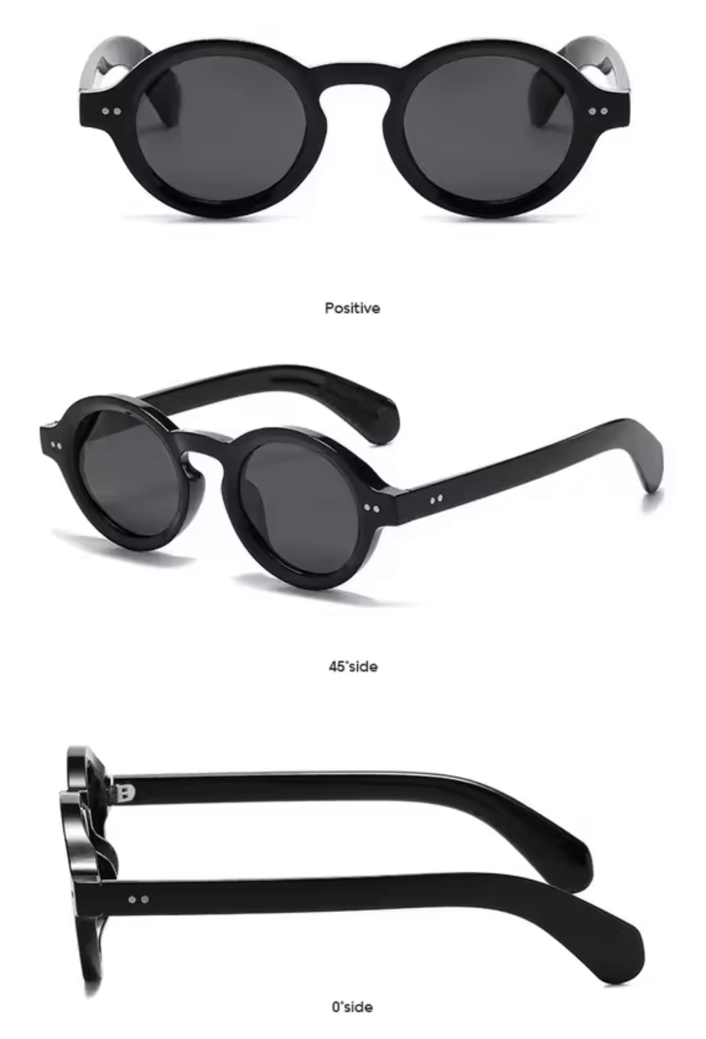 Black Polarized Round Sunglasses