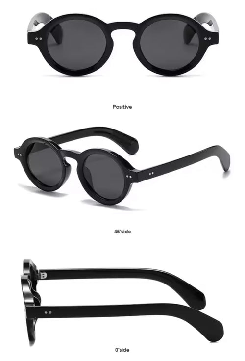 Black Polarized Round Sunglasses
