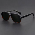 Vintage Punk Style Polarized Square Black Leopard Pilot Sunglasses