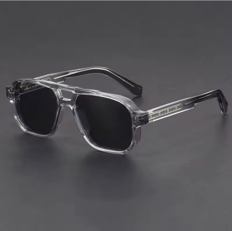 Vintage Punk Style Polarized Square Grey Pilot Sunglasses