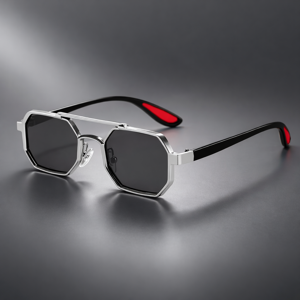 Silver Octagonal Polarized Sunglasses
