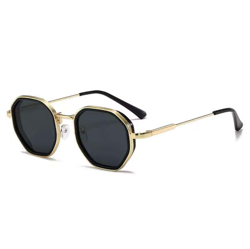 Vintage Irregular Punk Round Metal Black Polarized Sunglasses