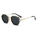 Vintage Irregular Punk Round Metal Black Polarized Sunglasses