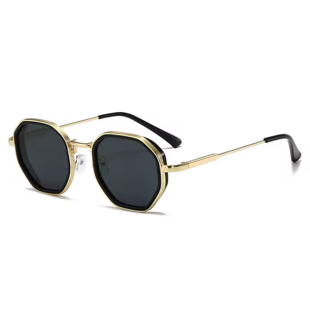 Vintage Irregular Punk Round Metal Black Polarized Sunglasses