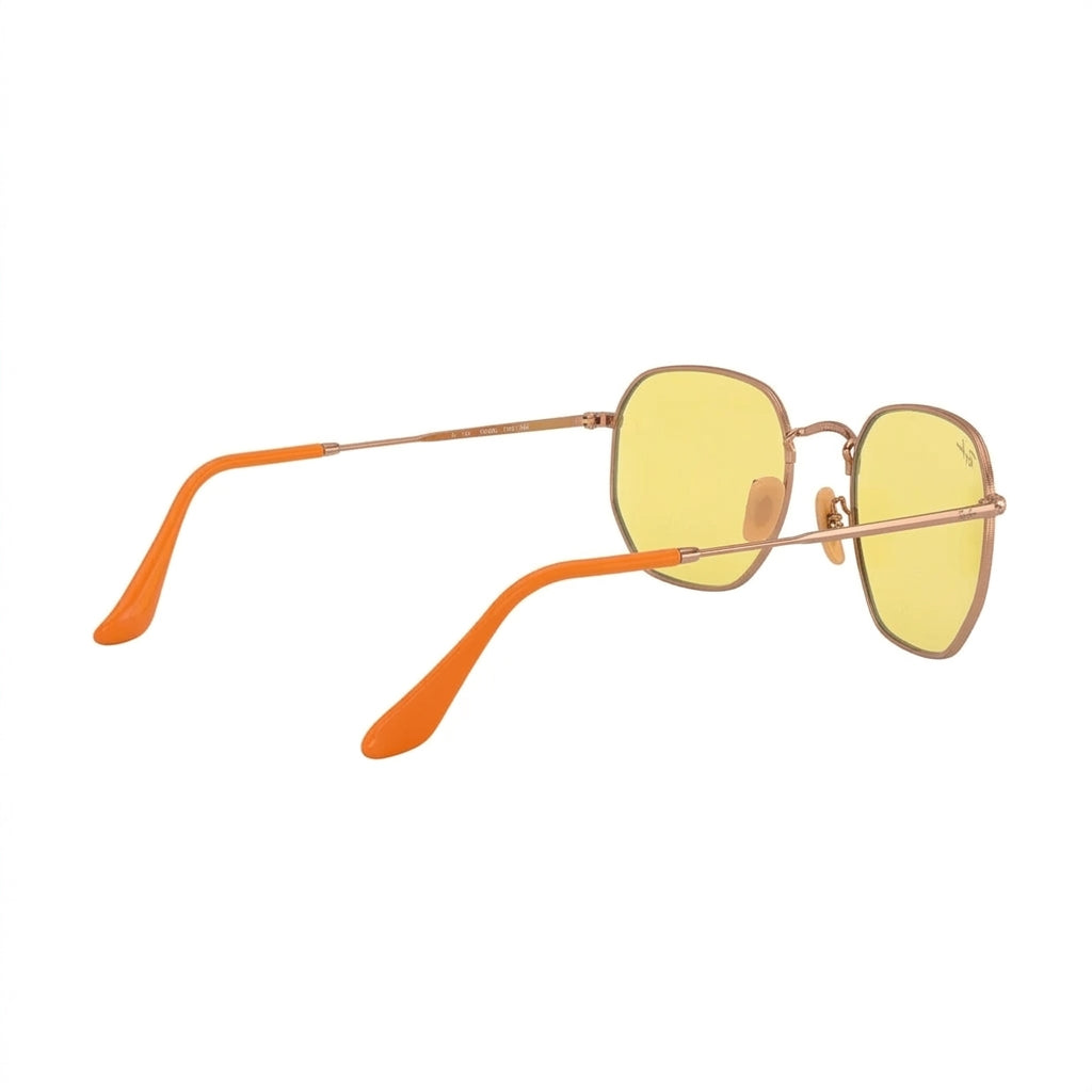 RayBan Original Classic 3548 9121 OZ Hexagonal Polished Gold Rim Yellow Sunglasses
