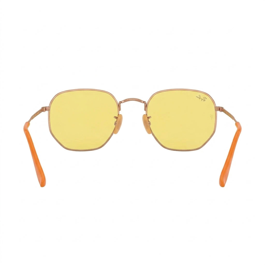 RayBan Original Classic 3548 9121 OZ Hexagonal Polished Gold Rim Yellow Sunglasses