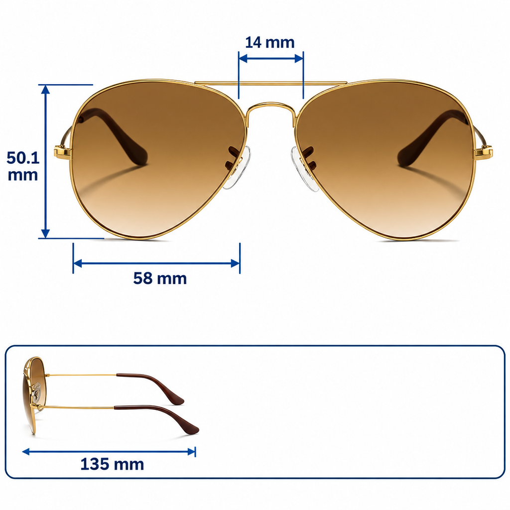 RayBan Original Classic 3025 001 3E Aviator Gradient Polished Gold Rim Rose Sunglasses