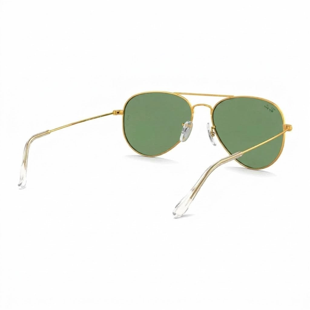 RayBan Original Classic 3025 11219 Aviator Flash Polished Matte Gold Rim Green Sunglasses