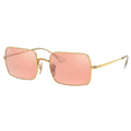 RayBan Evolve Original Classic 1969 001/3E Rectangle Metal Polished Gold Frame Pink Grey Sunglasses