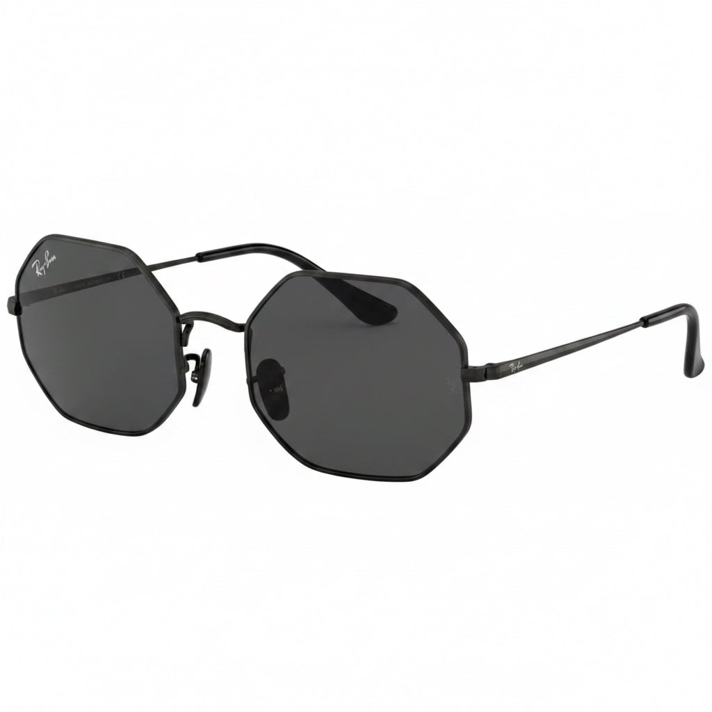 RayBan Original Classic 1972 9148/62 Octagon Metal Polished Black Frame Dark Grey Sunglasses
