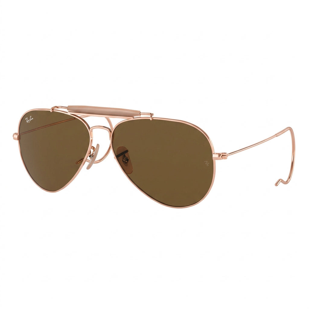 RayBan Original Classic 3030 001 33 Aviator Outdoorsman Polished Bronze Rim Havana Sunglasses