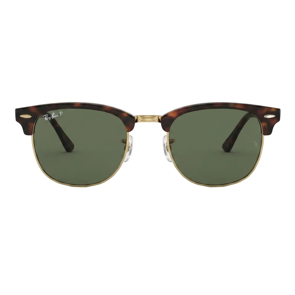 RayBan Polarized Original Classic 3016 901/57 Square Club master Metal Polished Havana Gold Frame Dark Green Sunglasses