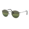 RayBan Original Classic 3447 003 Round Metal Polished Silver Rim Dark Green Sunglasses