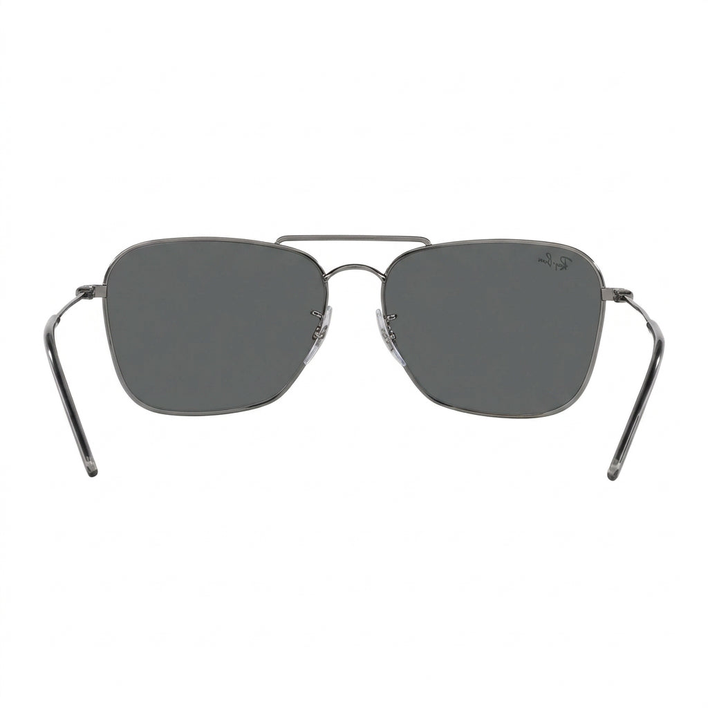 RayBan Original Classic 0102S 004 GR Caravan Reverse Polished Black Metal Rim Dark Grey Sunglasses
