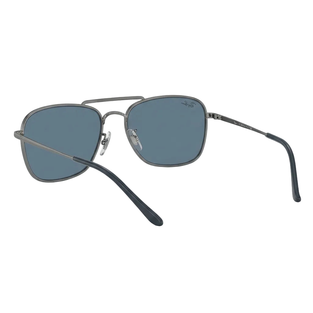 RayBan Original Classic 0102S 004 GA Caravan Reverse Polished Silver Rim Blue Sunglasses