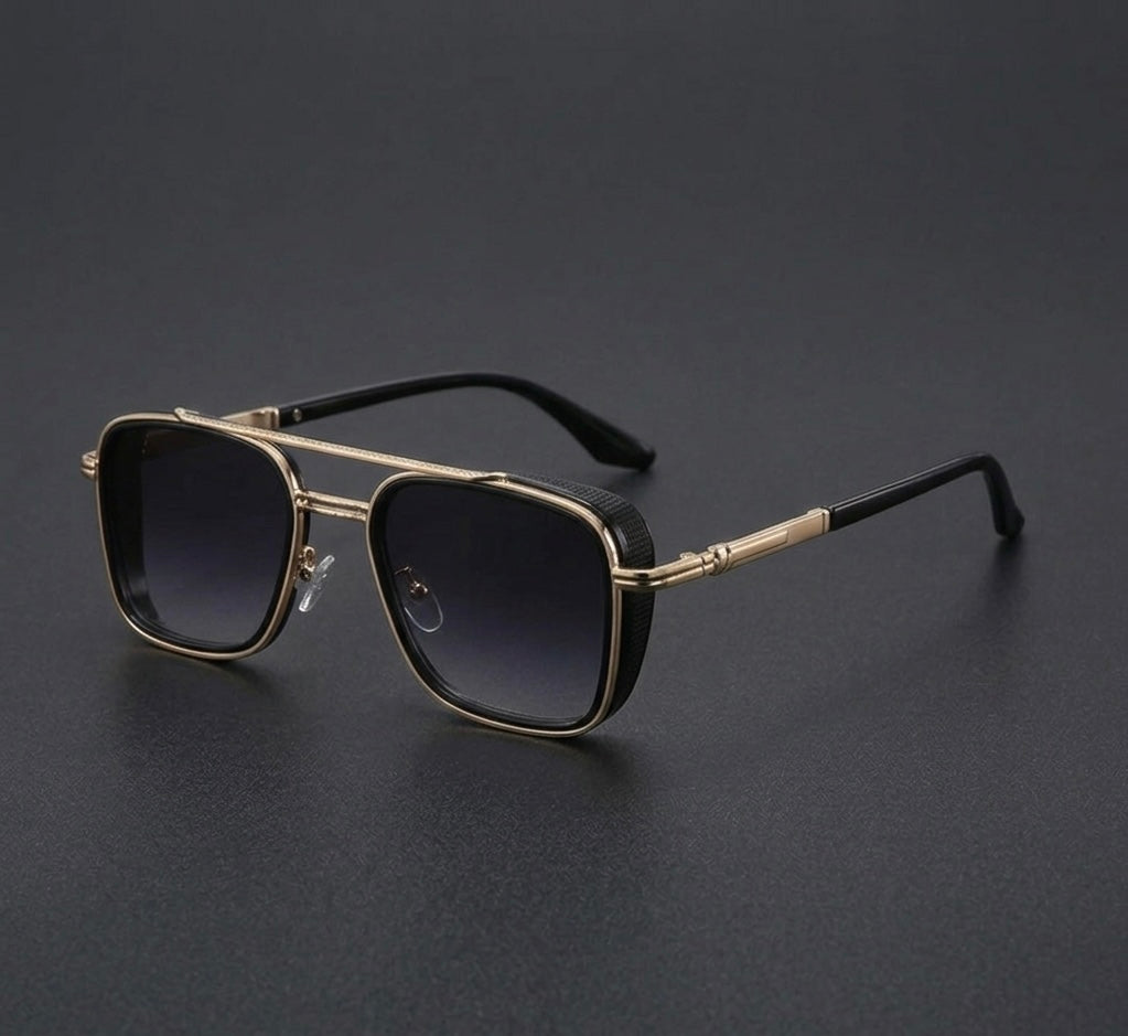 Style Retro Round-framed Golden Purple Sunglasses