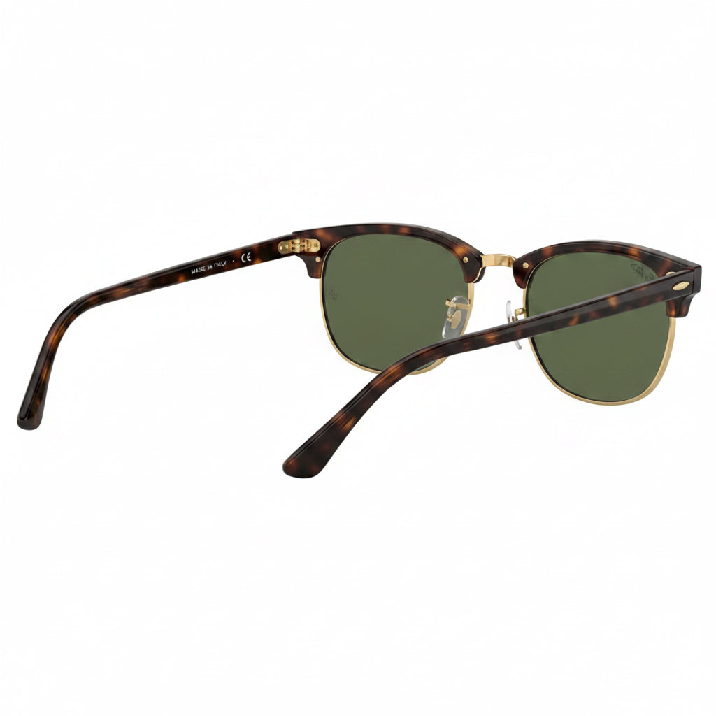 RayBan Polarized Original Classic 3016 901/57 Square Club master Metal Polished Havana Gold Frame Dark Green Sunglasses