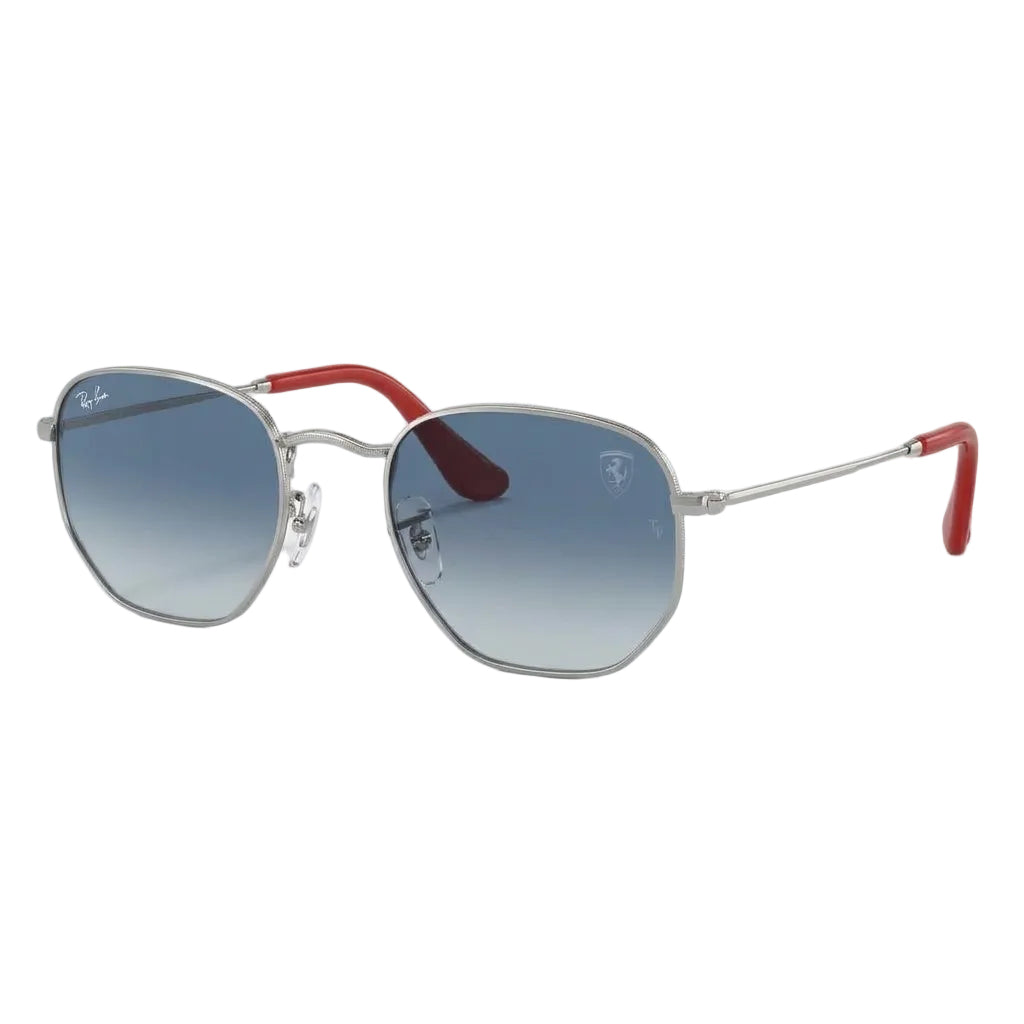 RayBan Original Classic 3548M F007 3F Hexagonal Scuderia Ferrari Polished Silver Rim Blue Sunglasses
