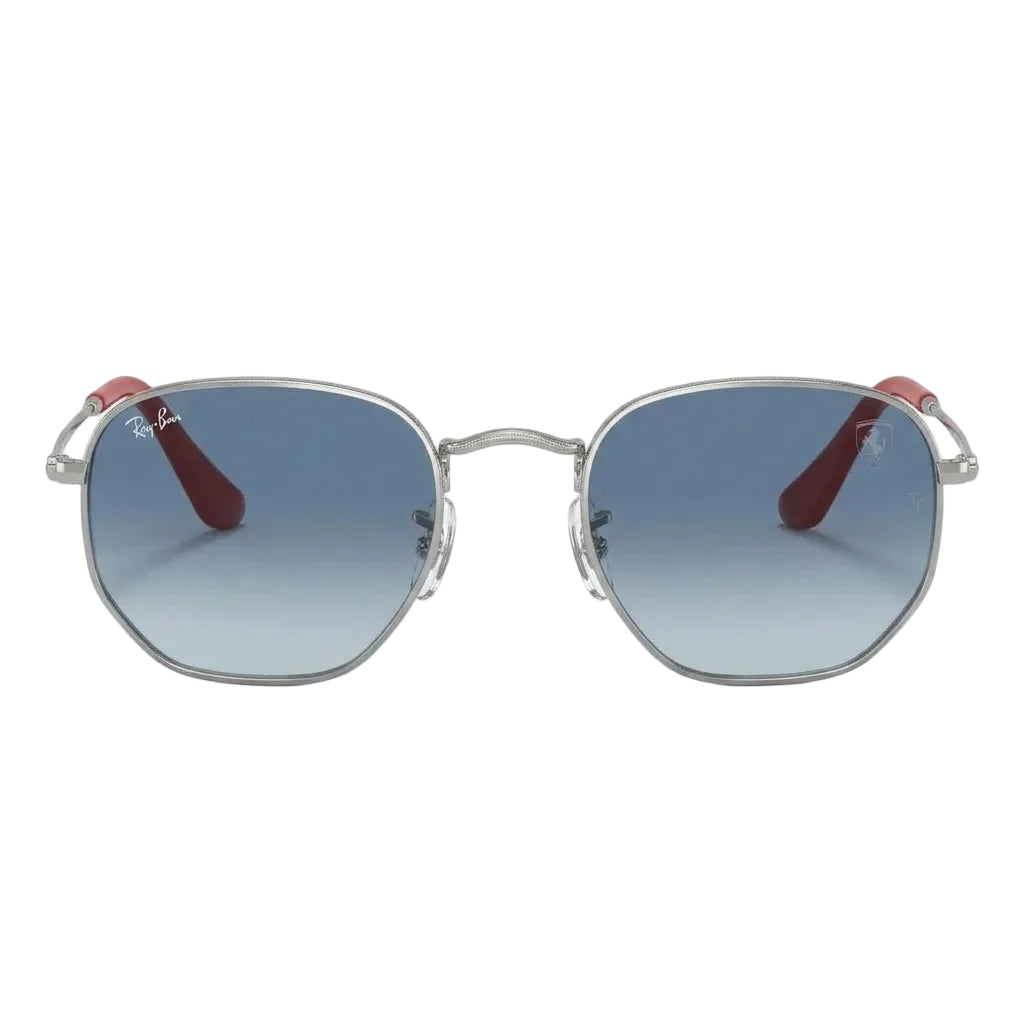 RayBan Original Classic 3548M F007 3F Hexagonal Scuderia Ferrari Polished Silver Rim Blue Sunglasses