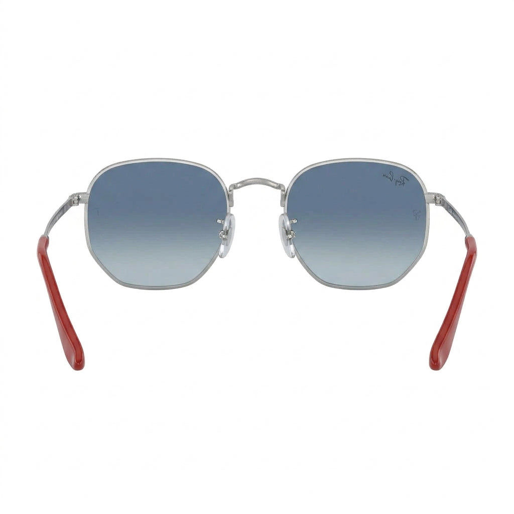 RayBan Original Classic 3548M F007 3F Hexagonal Scuderia Ferrari Polished Silver Rim Blue Sunglasses