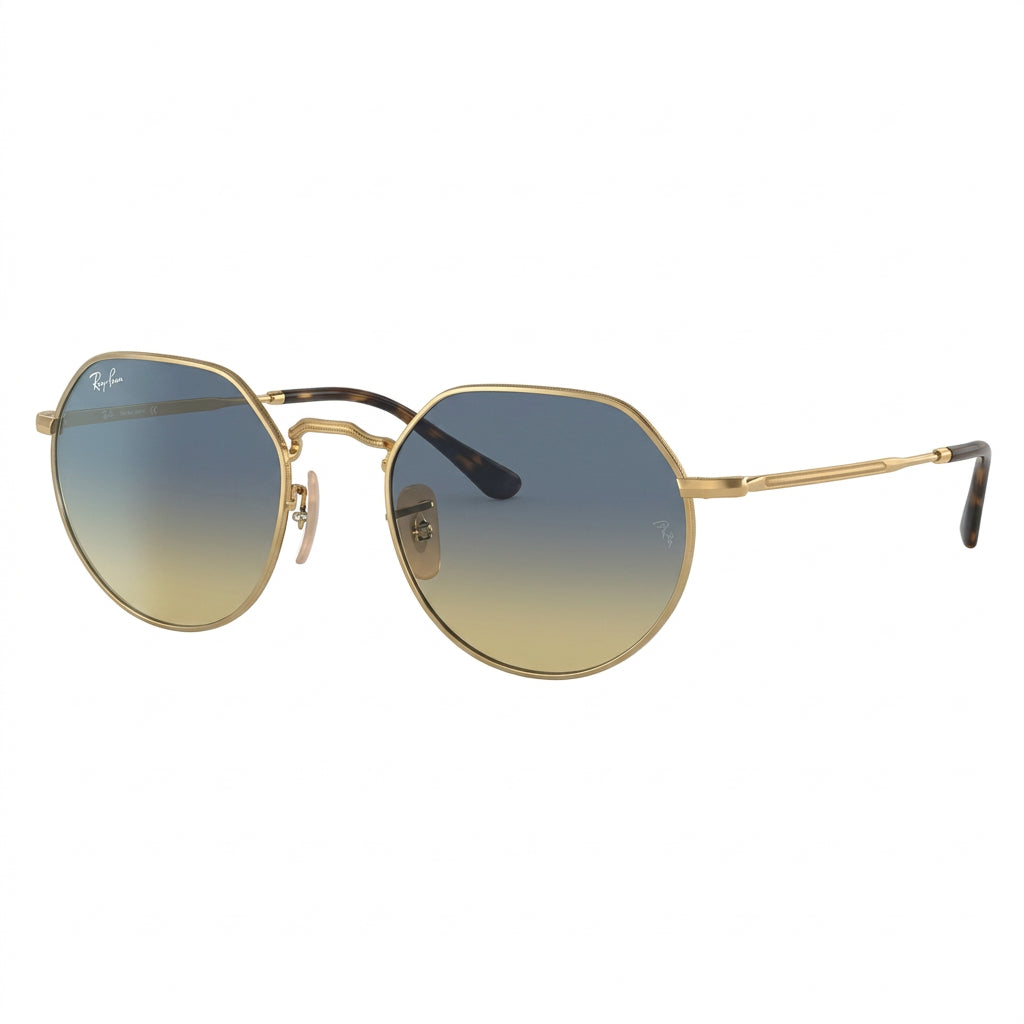 RayBan Original Classic 3565 001 GD Jack Polished Gold Rim Blue Sunglasses
