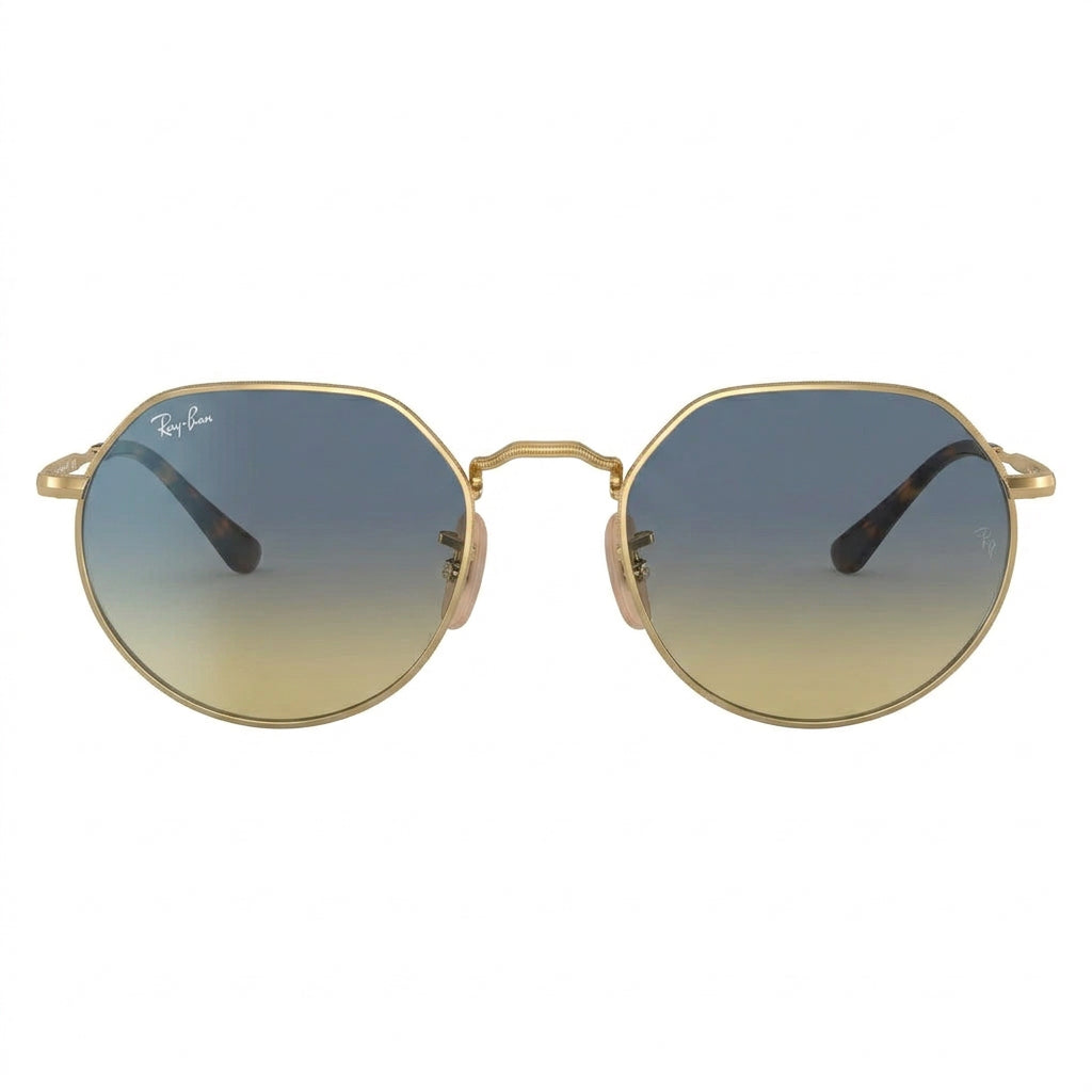 RayBan Original Classic 3565 001 GD Jack Polished Gold Rim Blue Sunglasses