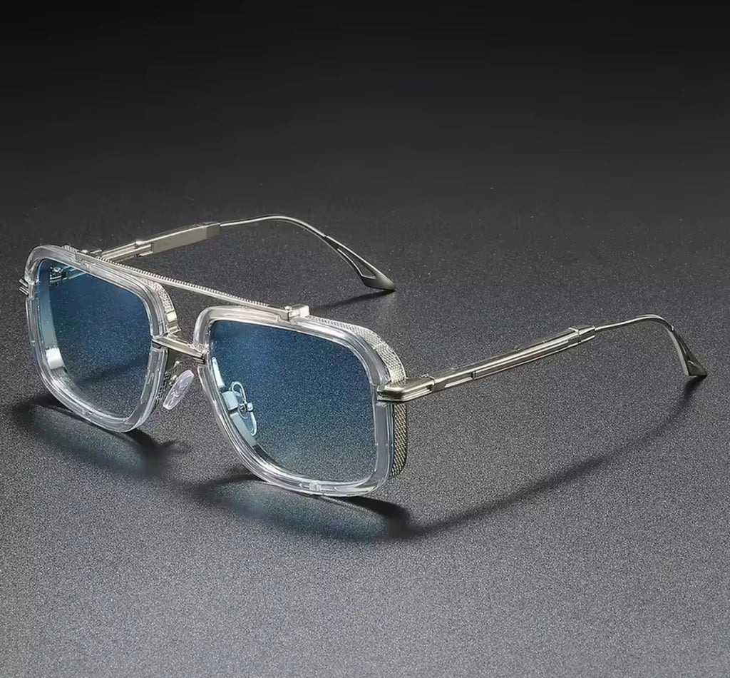 Blue Silver Steampunk Sunglasses
