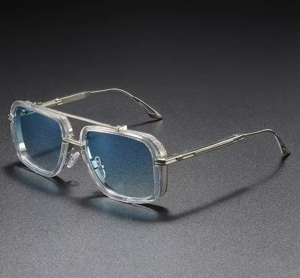 Blue Silver Steampunk Sunglasses