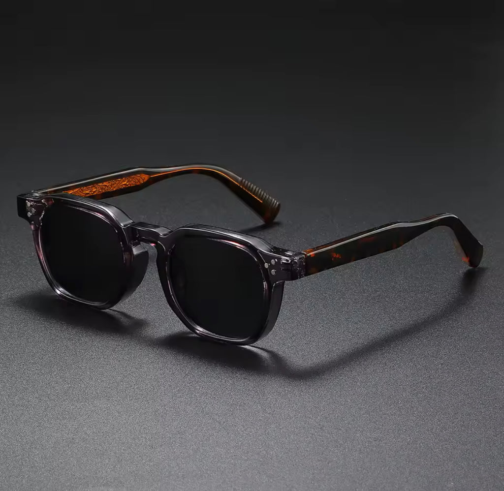 Retro Polarized Floral Black Sunglasses