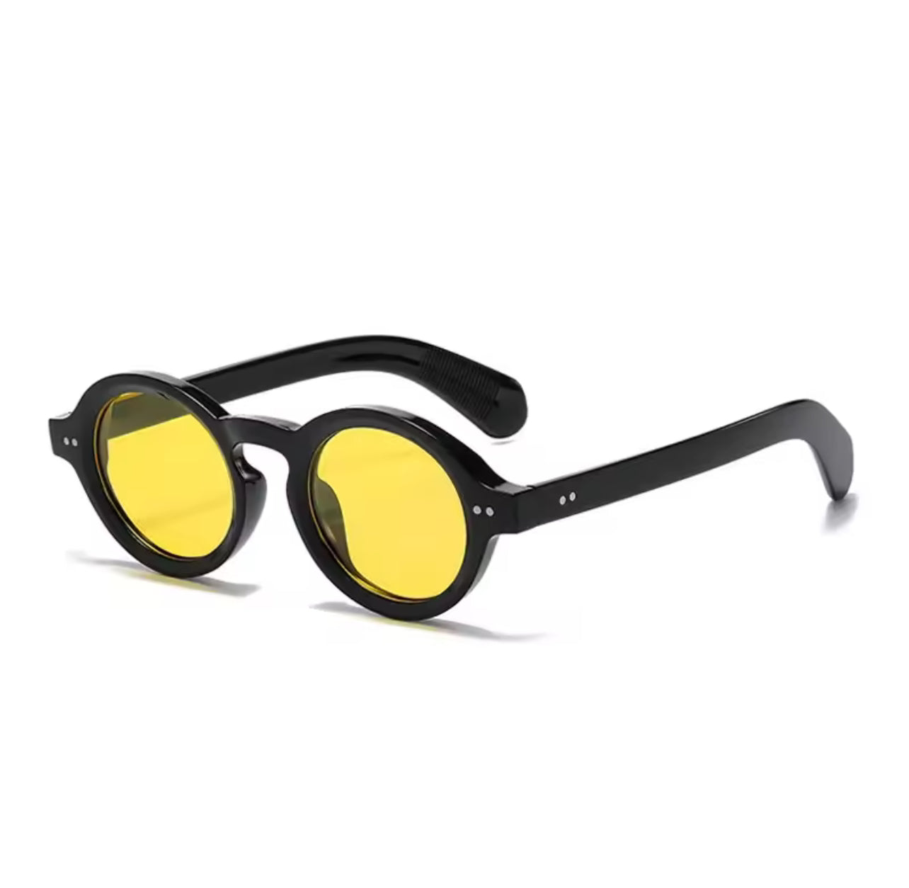 Black Yellow Round Sunglasses